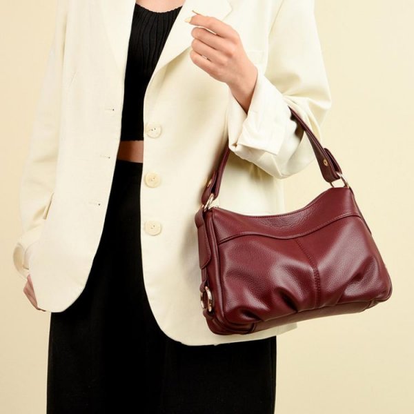 Practical large capacity soft leather shoulder crossbody bag